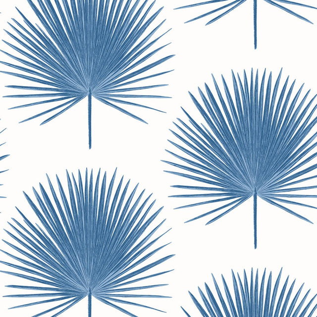Seabrook Palm Fronds Coastal Blue Wallpaper