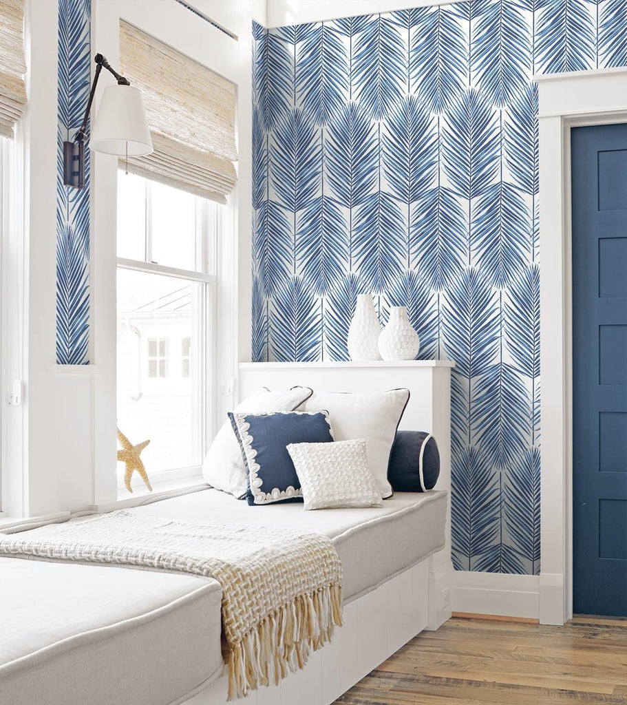 Seabrook Marina Palm Blue Wallpaper