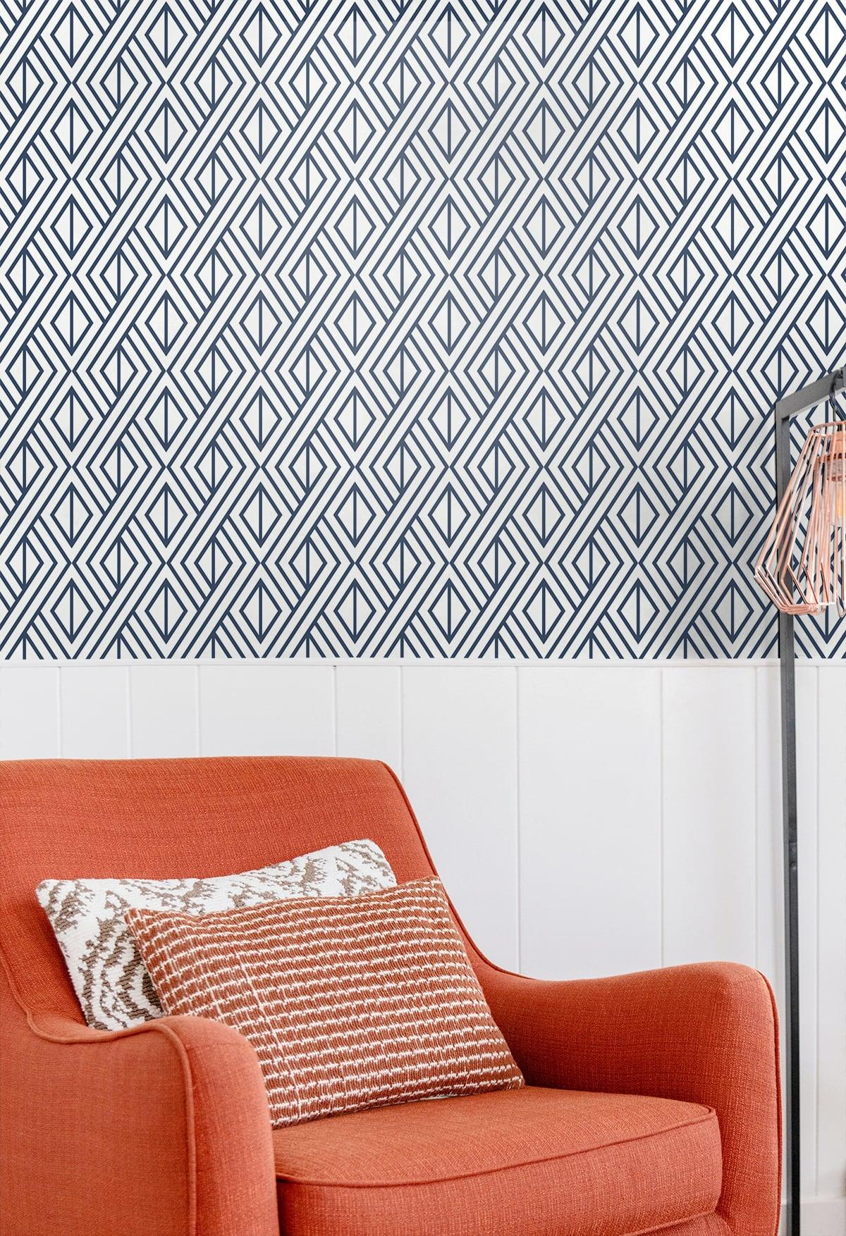 Seabrook Diamond Weave Blue Wallpaper