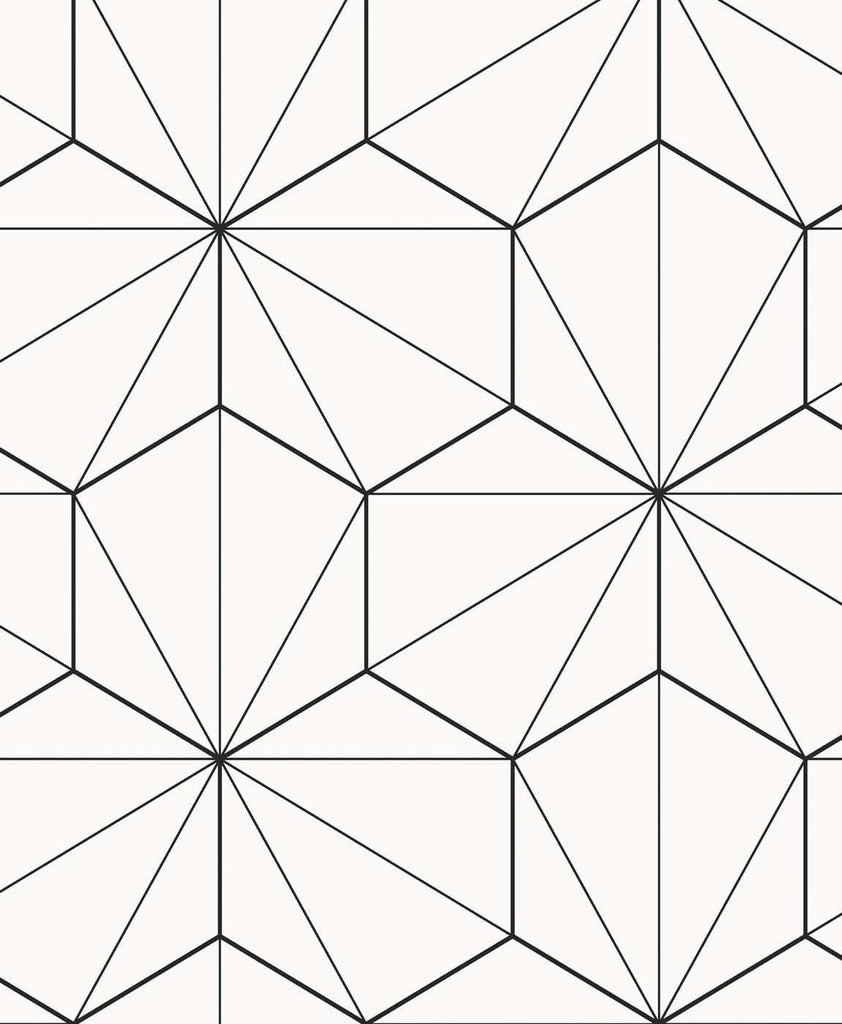 Seabrook Hedron Geometric Black Wallpaper