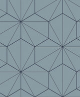 Seabrook Hedron Geometric Pastel Blue & Midnight Wallpaper