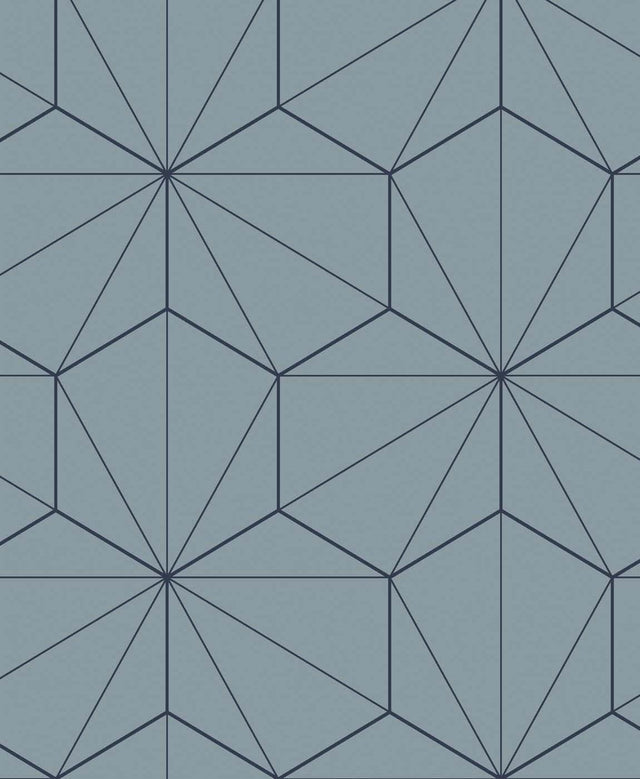 Seabrook Hedron Geometric Pastel Blue & Midnight Wallpaper