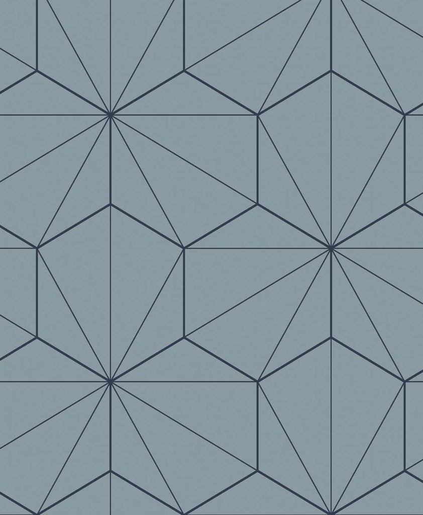 Seabrook Hedron Geometric Pastel Blue & Midnight Wallpaper