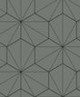Seabrook Hedron Geometric Pavestone & Ebony Wallpaper