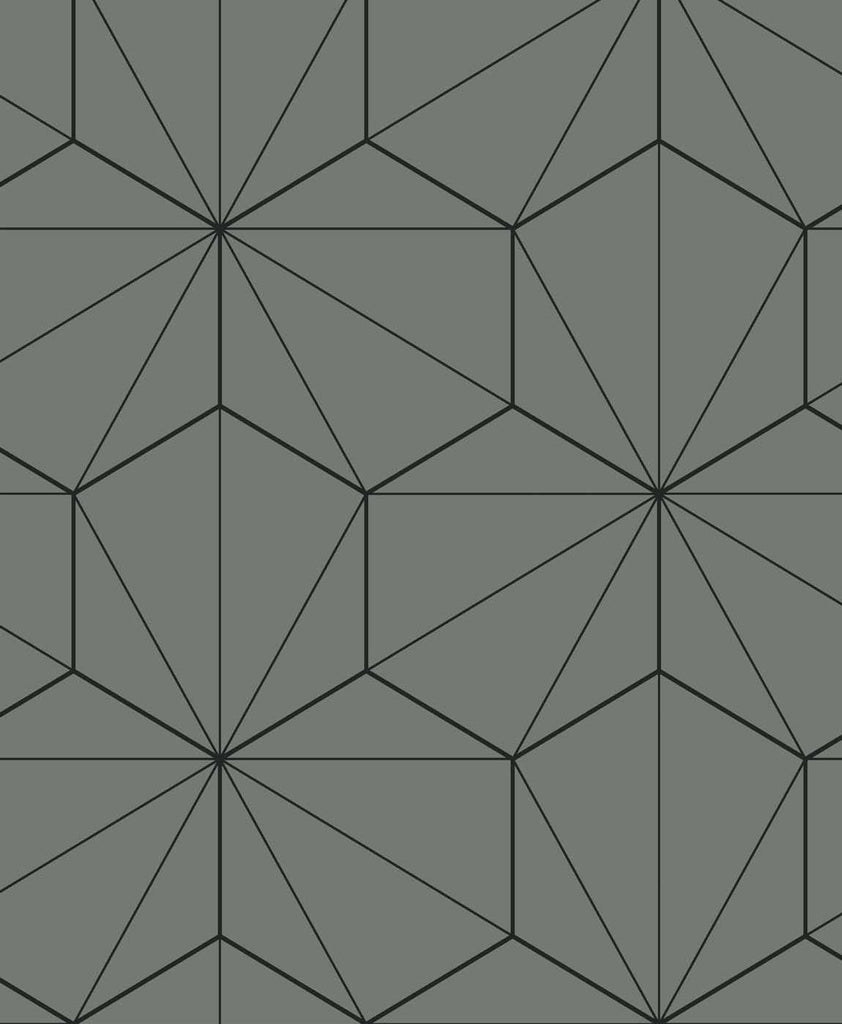 Seabrook Hedron Geometric Grey Wallpaper
