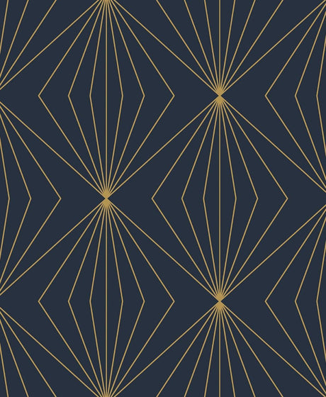 Seabrook Diamond Vector Navy Blue & Metallic Gold Wallpaper