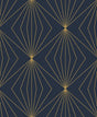 Seabrook Diamond Vector Navy Blue & Metallic Gold Wallpaper
