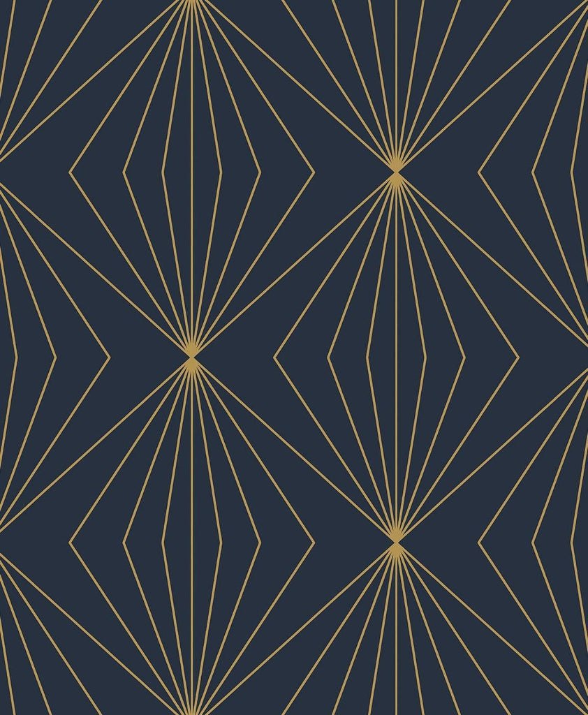 Seabrook Diamond Vector Navy Blue & Metallic Gold Wallpaper