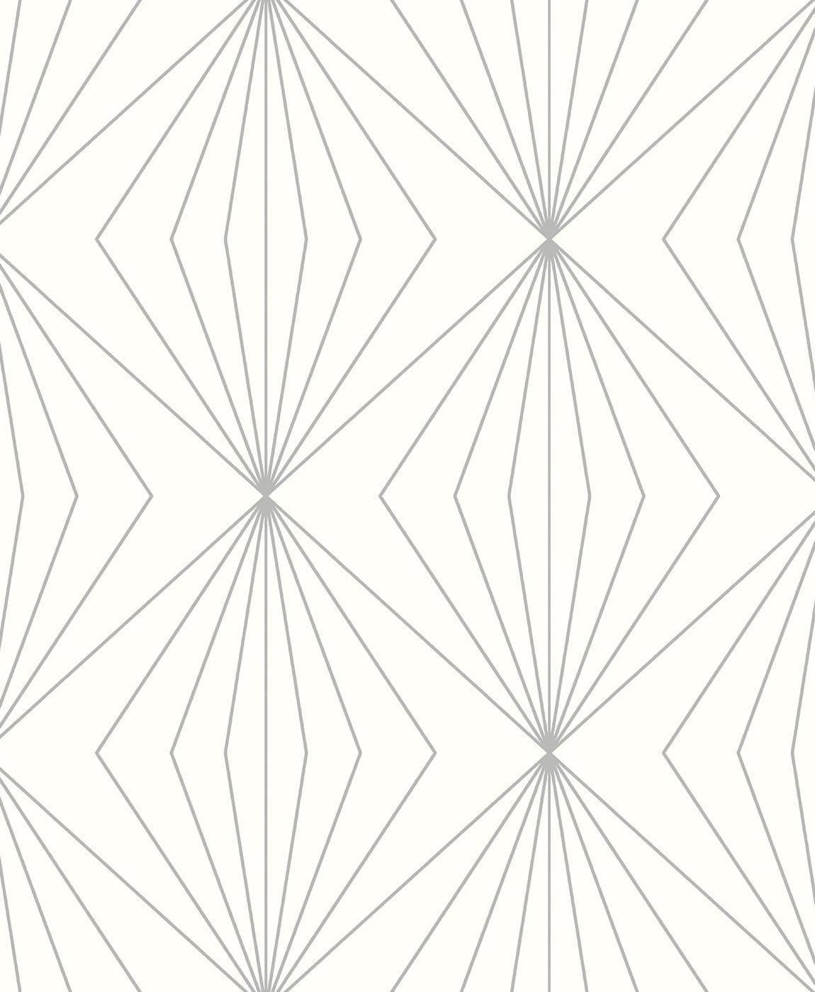 Seabrook Diamond Vector Metallic Silver & Eggshell Wallpaper