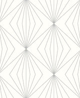 Seabrook Diamond Vector Metallic Silver & Eggshell Wallpaper