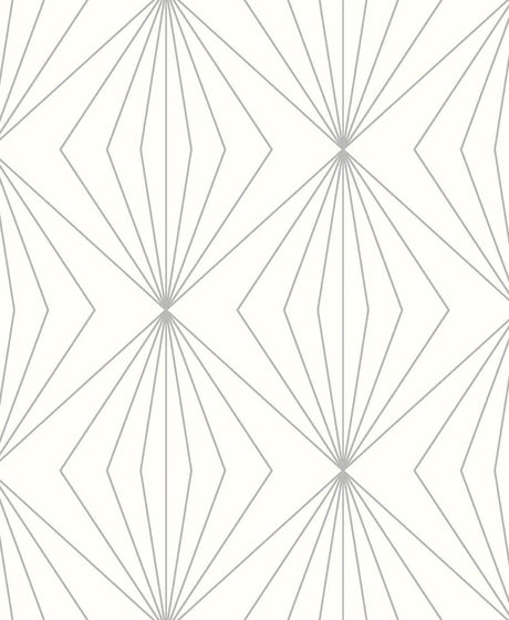 Seabrook Diamond Vector Metallic Silver & Eggshell Wallpaper