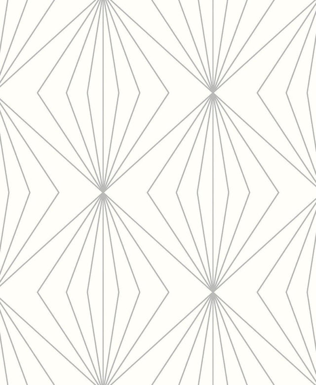 Seabrook Diamond Vector Metallic Silver & Eggshell Wallpaper