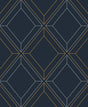 Seabrook Linework Gem Midnight Blue & Metallic Gold Wallpaper