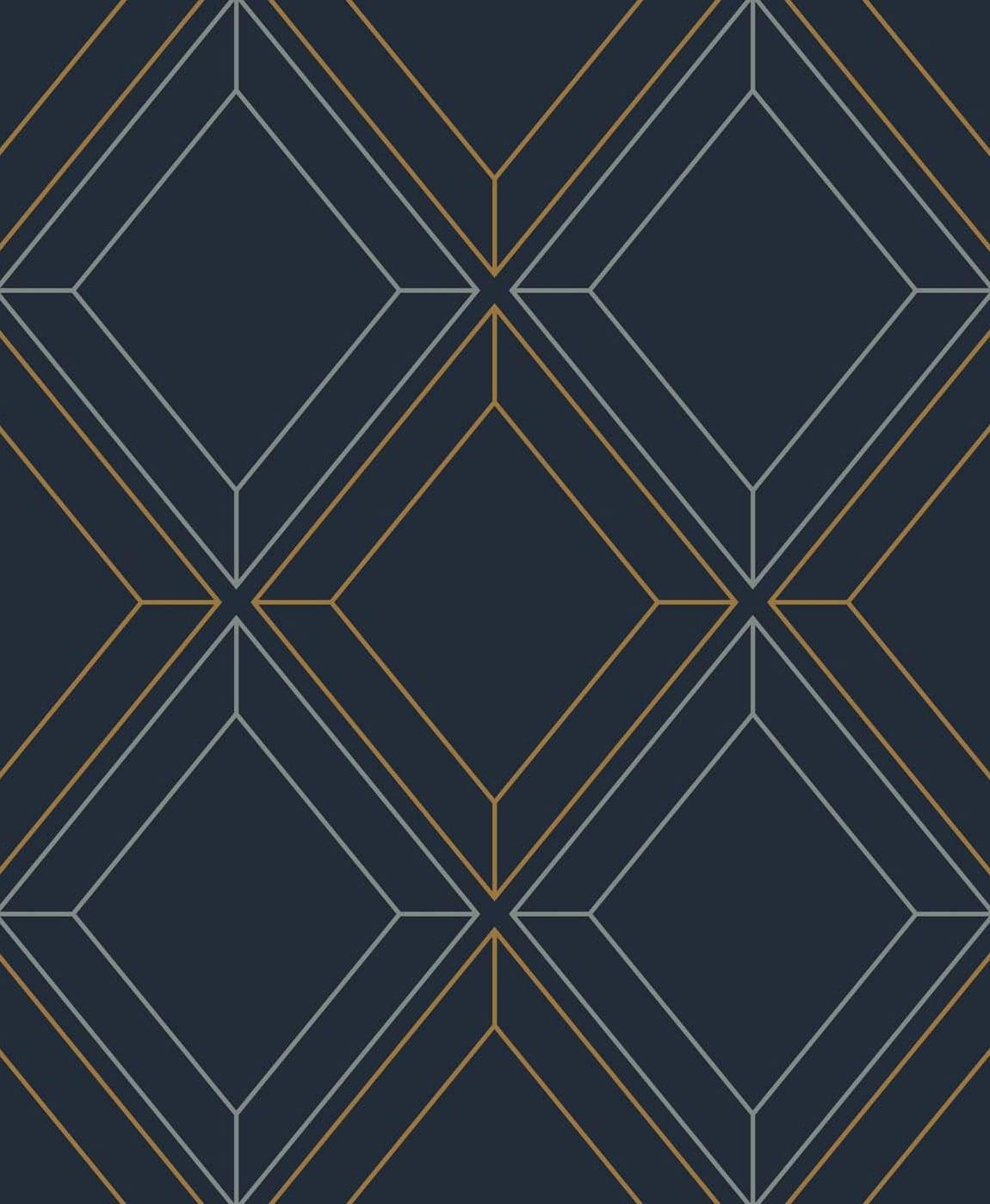 Seabrook Linework Gem Blue Wallpaper