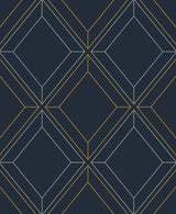 Seabrook Linework Gem Blue Wallpaper