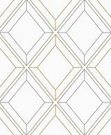 Seabrook Linework Gem Metallic Silver & Gold Wallpaper