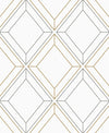 Seabrook Linework Gem Metallic Silver & Gold Wallpaper