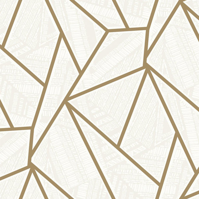 Seabrook Metro Vector Metallic Gold & Morning Fog Wallpaper