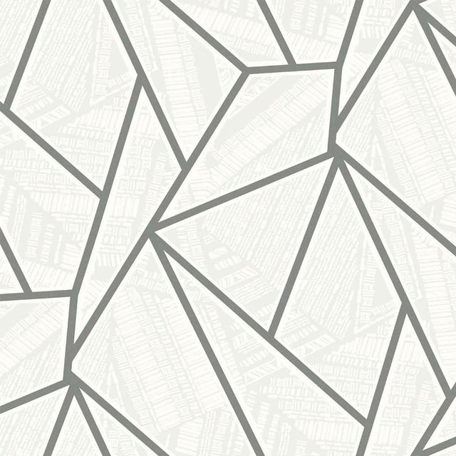 Seabrook Metro Vector Metallic Silver & Morning Fog Wallpaper