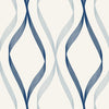 Seabrook Wave Ogee Celtic Blue & Dewdrop Wallpaper