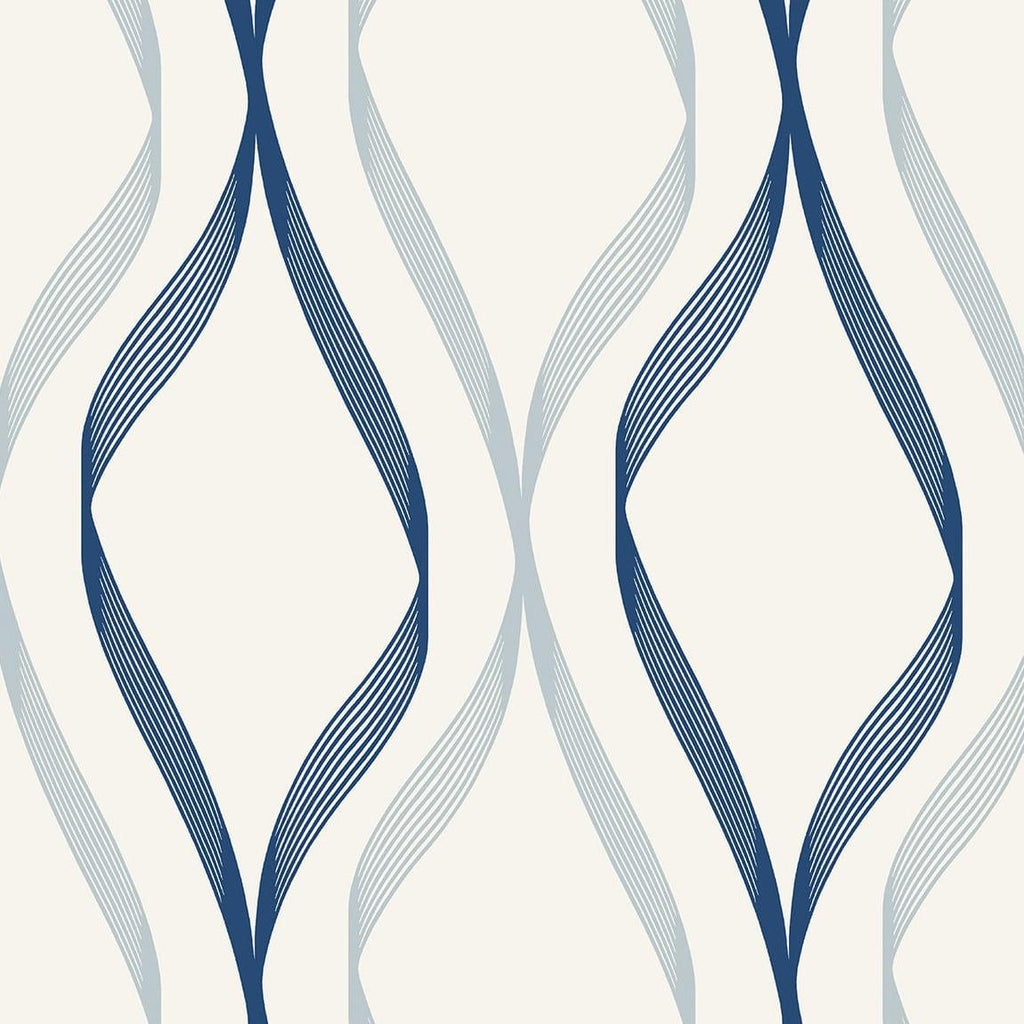 Seabrook Wave Ogee Blue Wallpaper