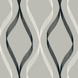 Seabrook Wave Ogee Fog Grey & Ebony Wallpaper