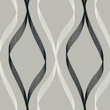 Seabrook Wave Ogee Grey Wallpaper