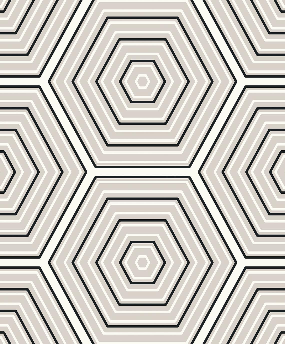 Seabrook Hex Topography Cove Grey & Ebony Wallpaper