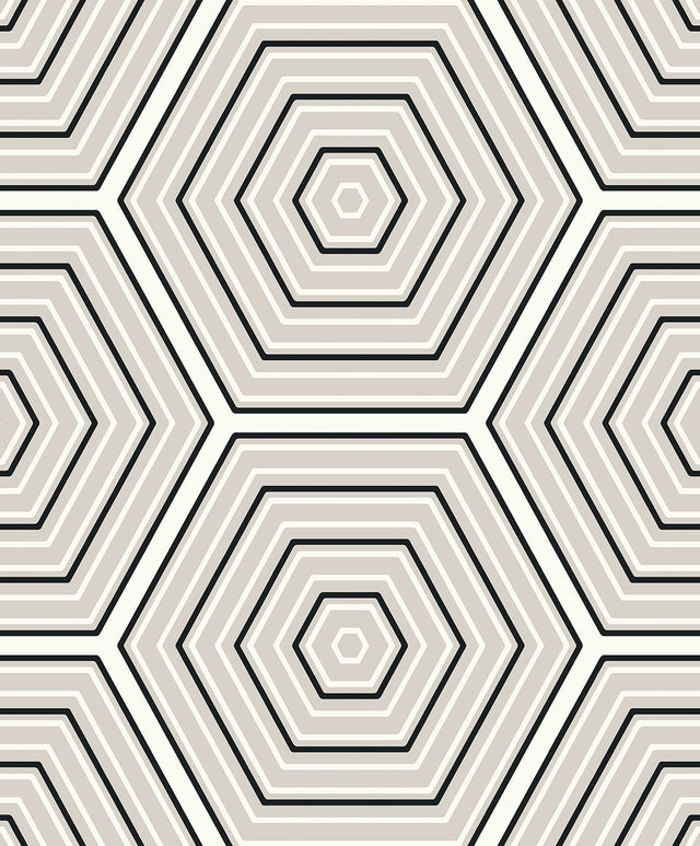 Seabrook Hex Topography Cove Grey & Ebony Wallpaper