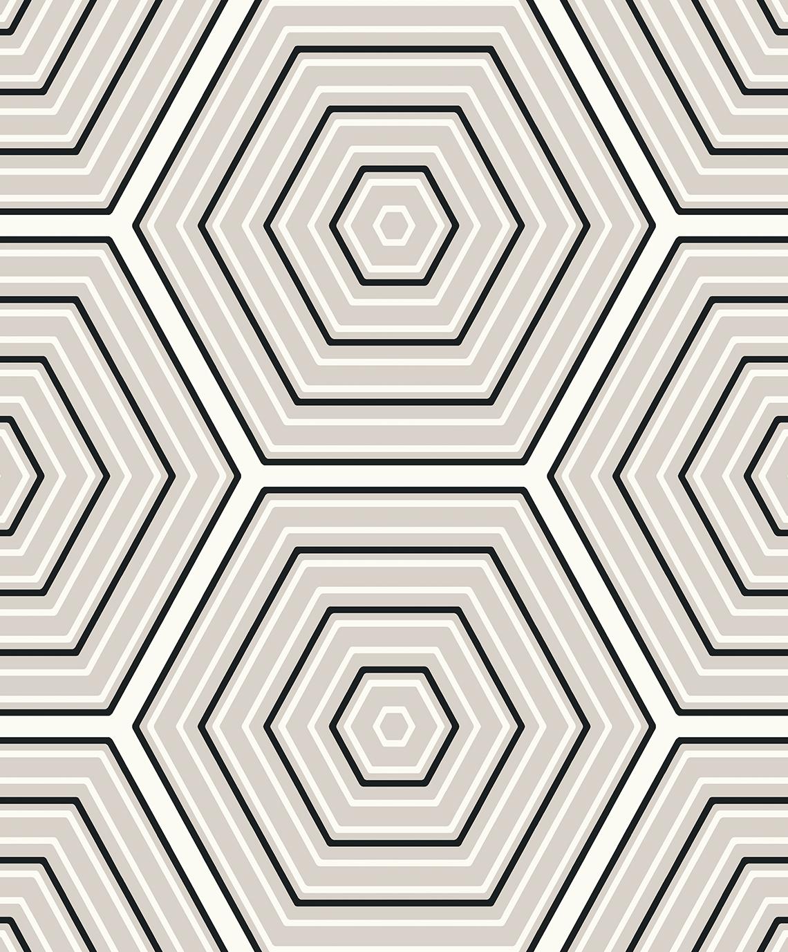 Seabrook Hex Topography Grey Wallpaper