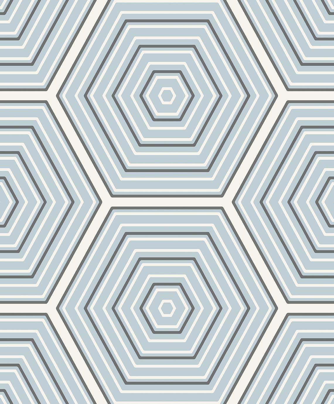Seabrook Hex Topography Sky Blue & Argos Grey Wallpaper