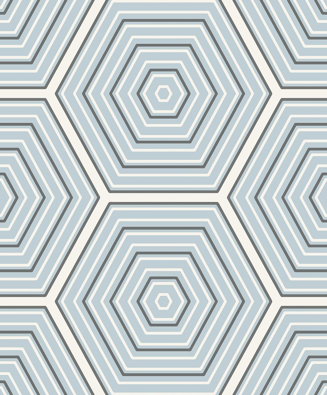 Seabrook Hex Topography Blue Wallpaper