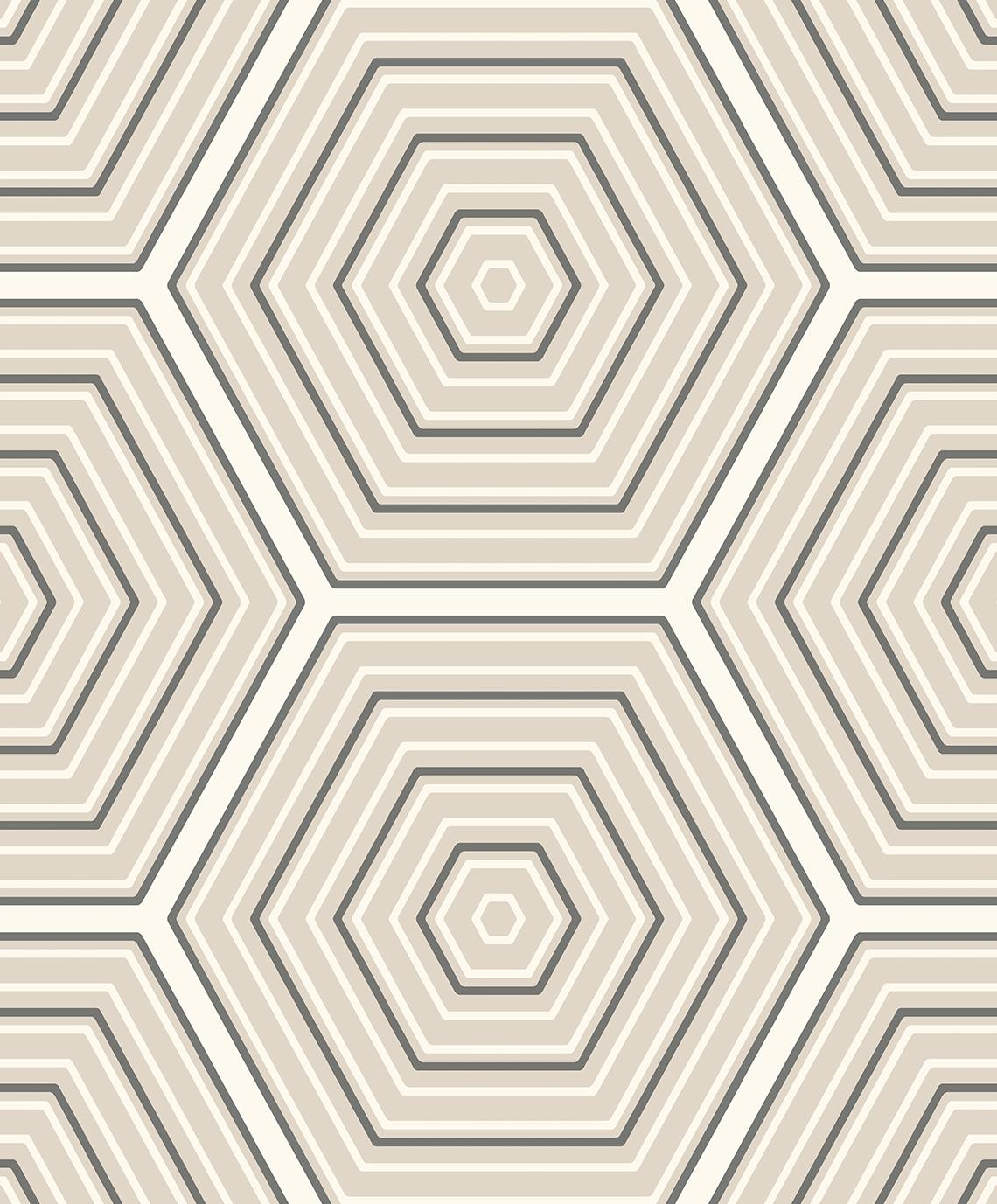 Seabrook Hex Topography Beige Wallpaper