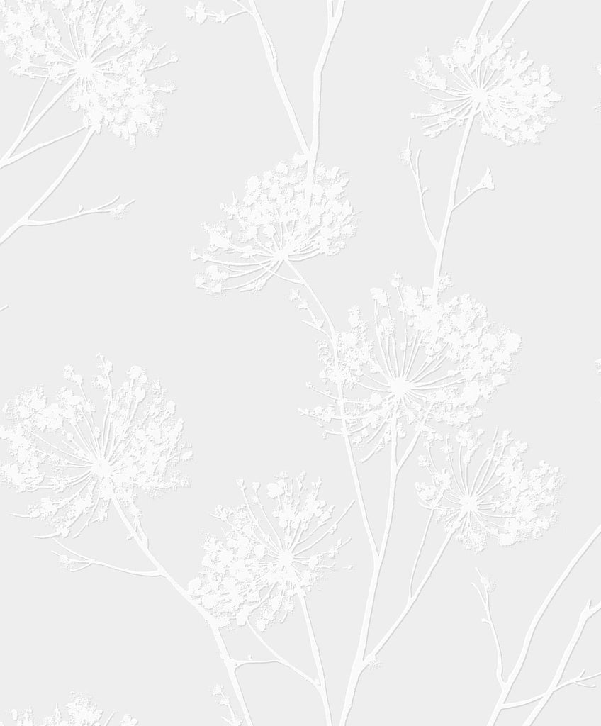 Seabrook Dandelion Fields White Wallpaper