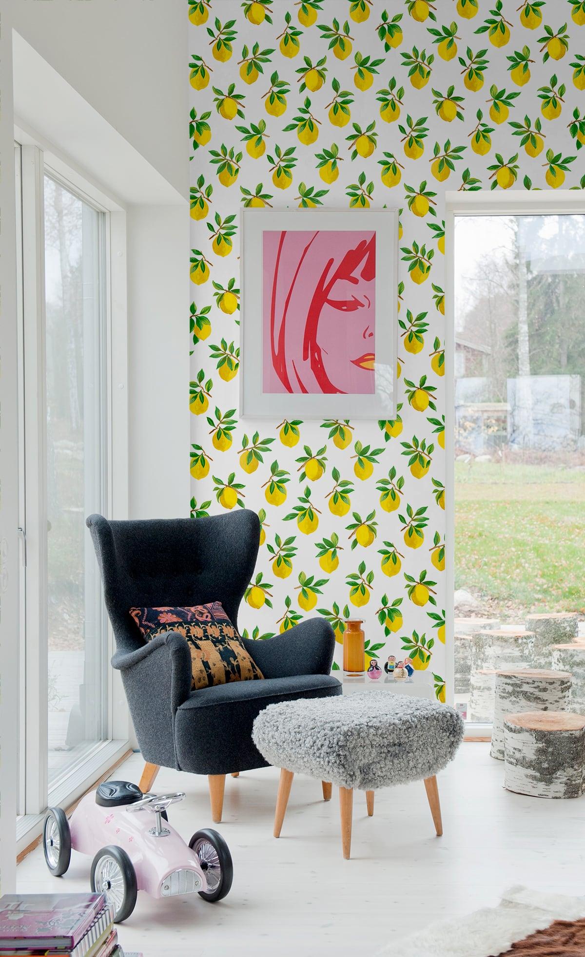 Seabrook Lemoncello White Wallpaper