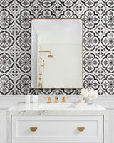 Seabrook Sorento Tile Black Wallpaper