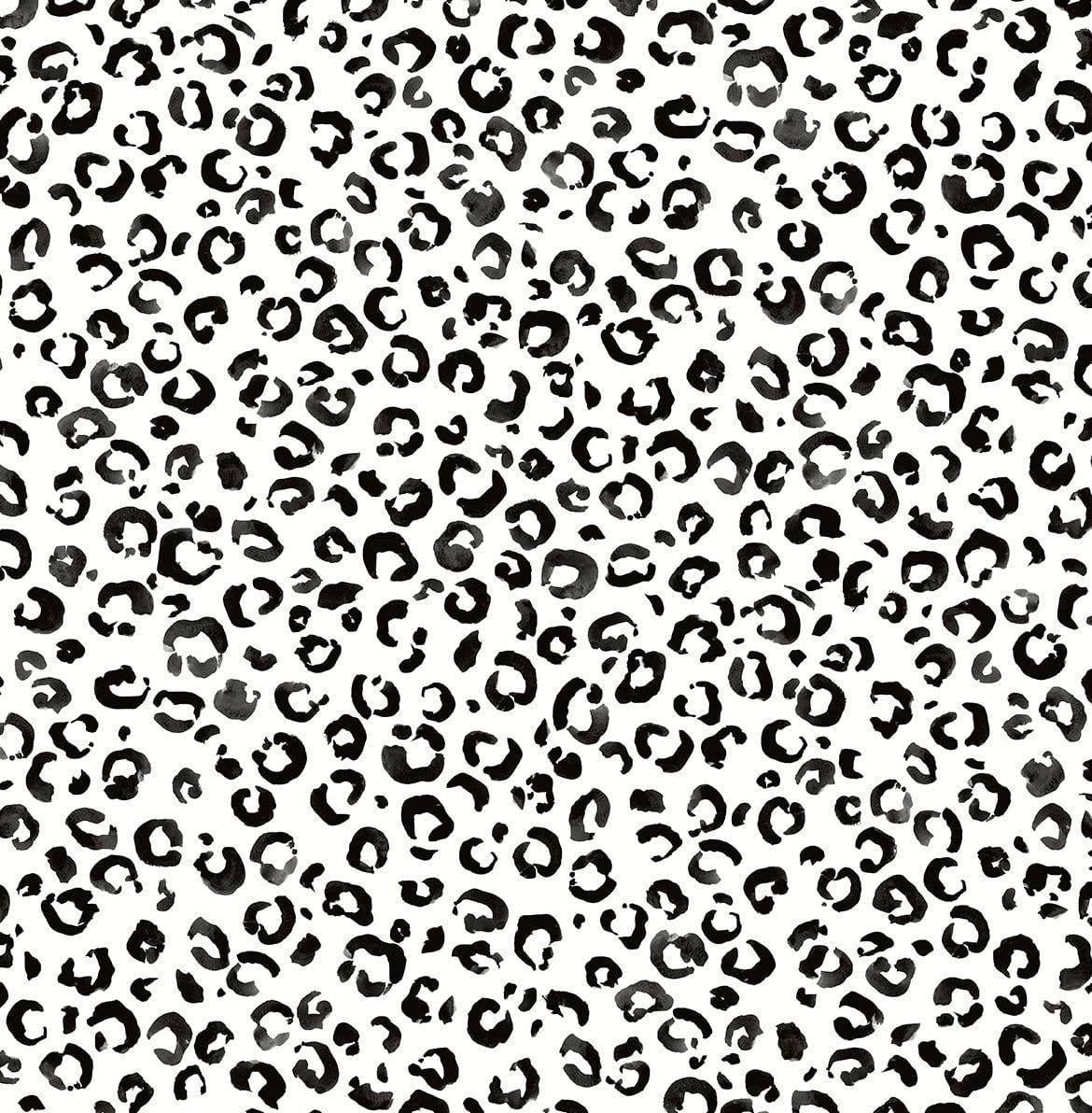 Seabrook Classic Leopard Black and White Wallpaper