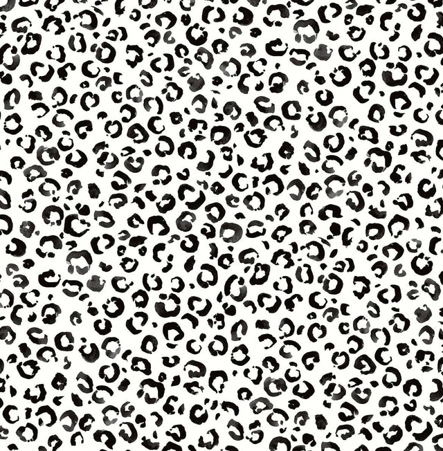 Seabrook Classic Leopard Black and White Wallpaper