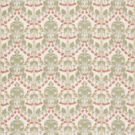 G P & J Baker BIRDS & CHERRIES COTTON RED/GREEN Fabric