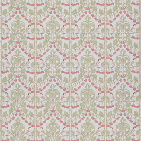 G P & J Baker BIRDS & CHERRIES COTTON SOFT BLUE Fabric