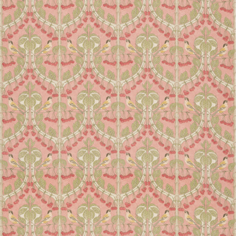 G P & J Baker BIRDS & CHERRIES COTTON CORAL Fabric