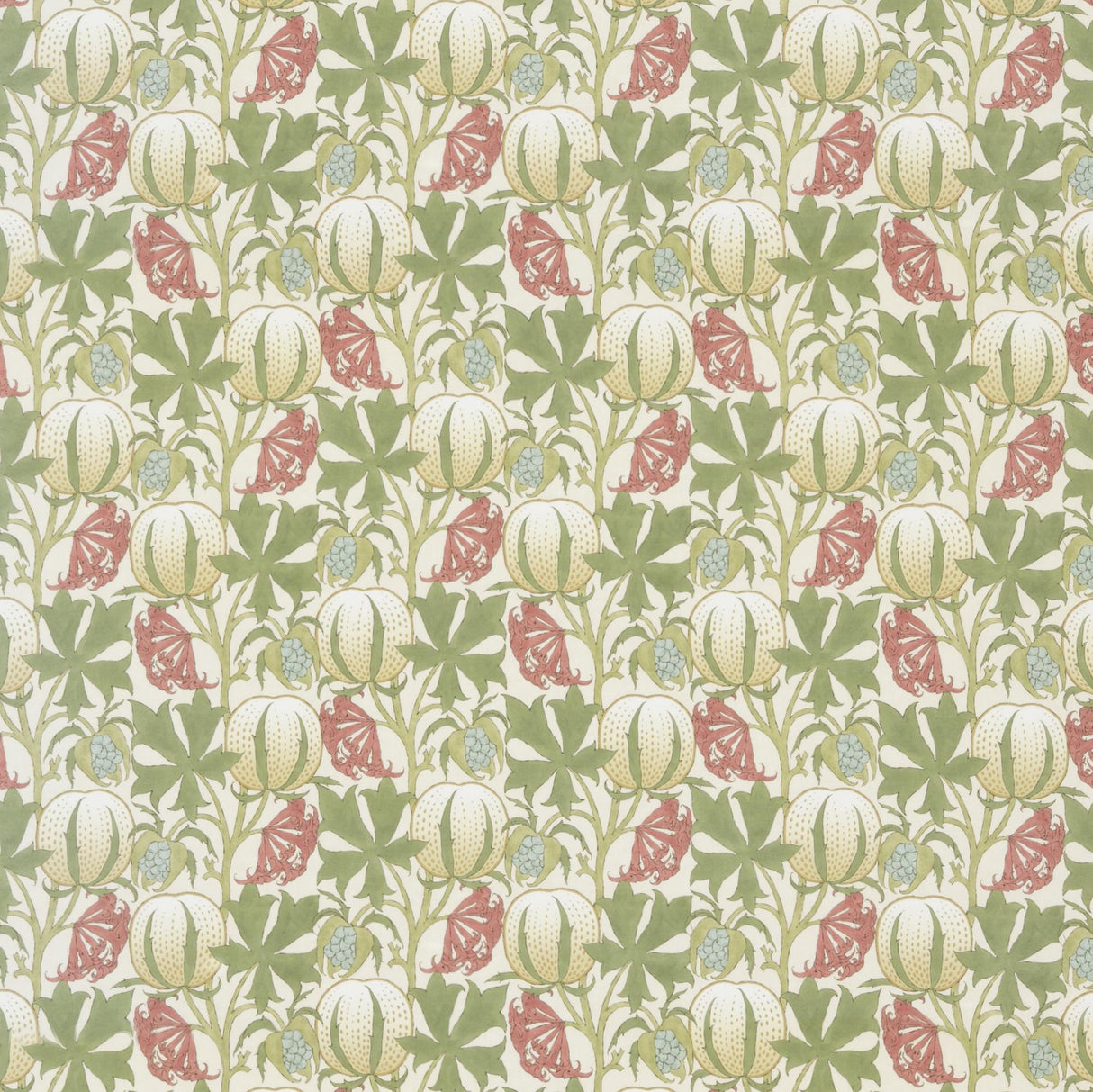 G P & J Baker PUMPKINS COTTON CORAL/GREEN Fabric