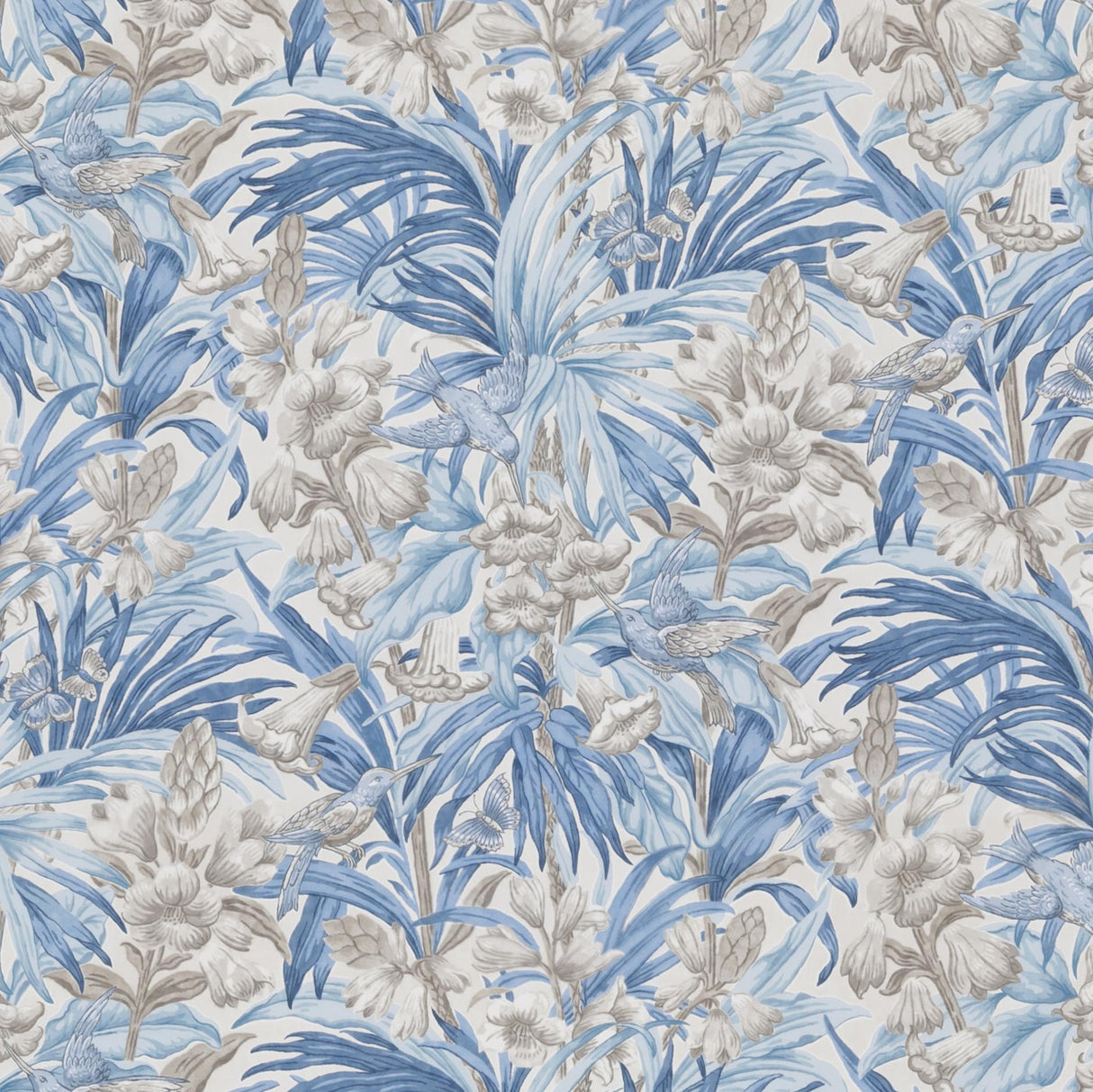 G P & J Baker TRUMPET FLOWERS COTTON BLUE Fabric