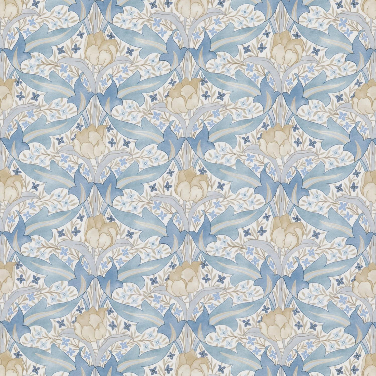G P & J Baker TULIP & JASMINE COTTON BLUE Fabric