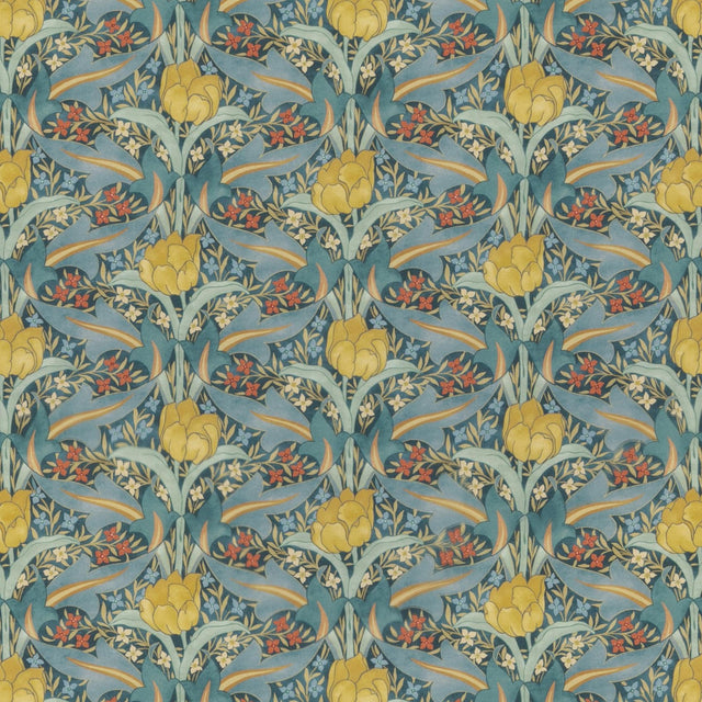G P & J Baker TULIP & JASMINE COTTON TEAL Fabric