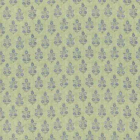 G P & J Baker POPPY SPRIG GREEN/BLUE Fabric