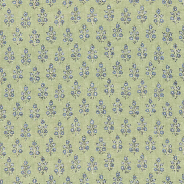 G P & J Baker POPPY SPRIG GREEN/BLUE Fabric