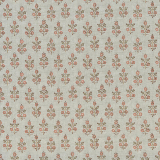 G P & J Baker POPPY SPRIG AQUA/BLUSH Fabric