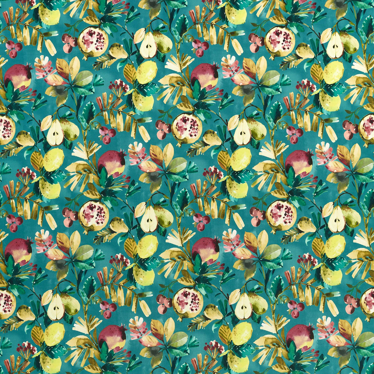 Clarke & Clarke FRUTA TEAL VELVET Fabric