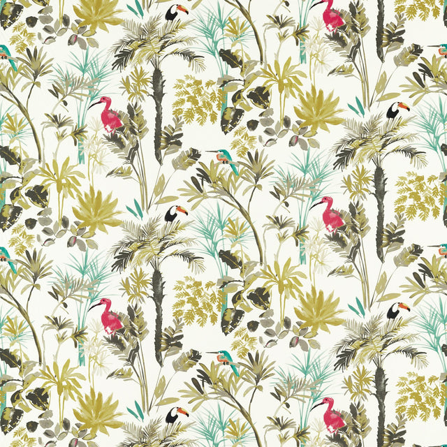 Clarke & Clarke PALM CHARCOAL/CITRON Fabric